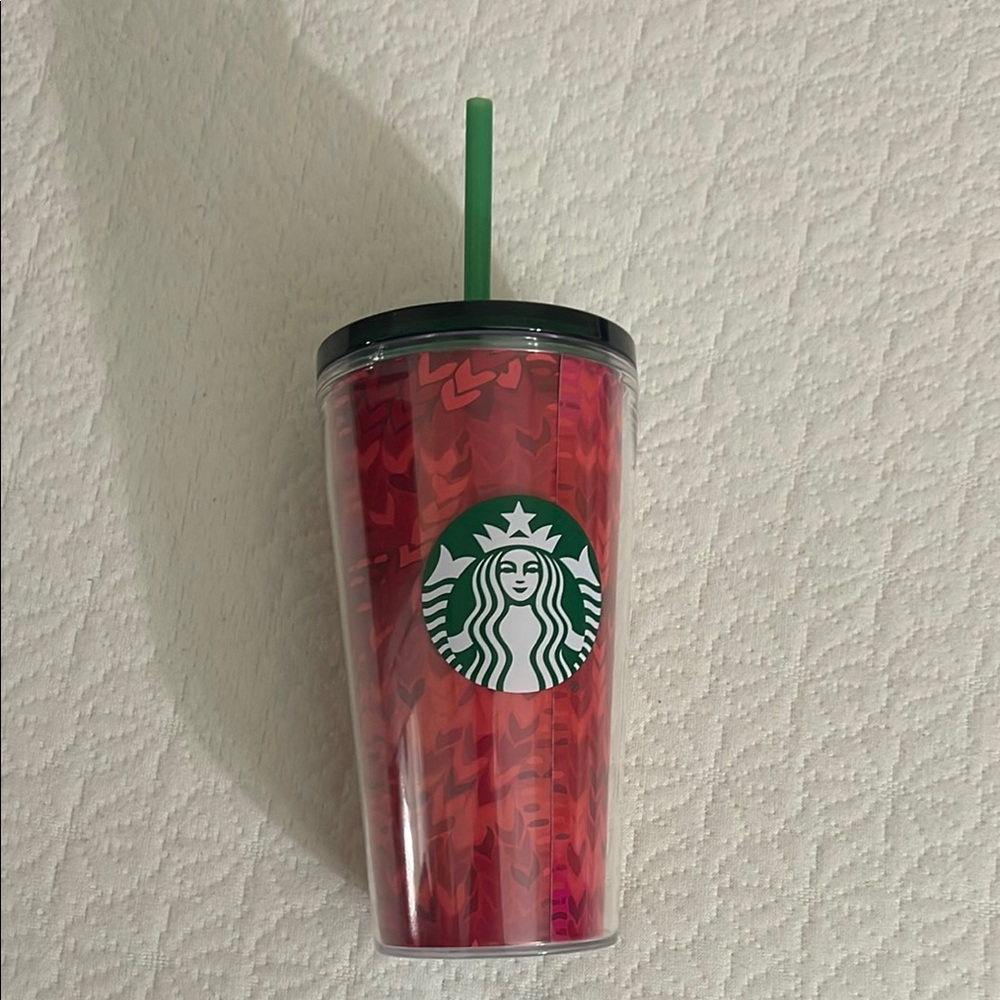 Starbucks Crimson Tumbler with Green Straw